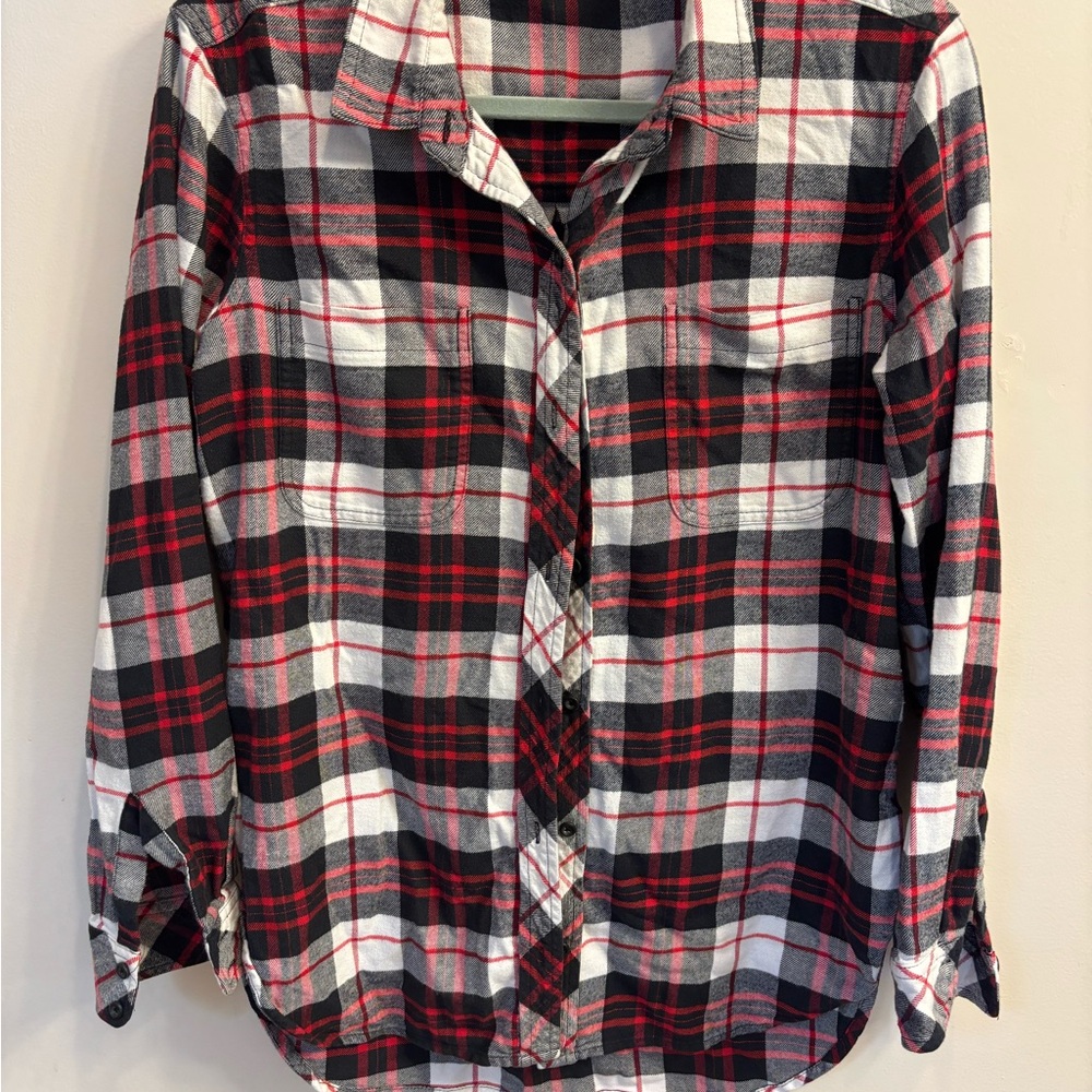 Athleta Red and Black Plaid Shirt